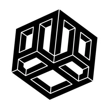 Optical illusion object. Impossible shapes. Geometric figures. Escher style. Web Stock Illustration