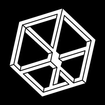 Optical illusion object. Line design. Escher paradox. Impossible shape. Stock Illustration