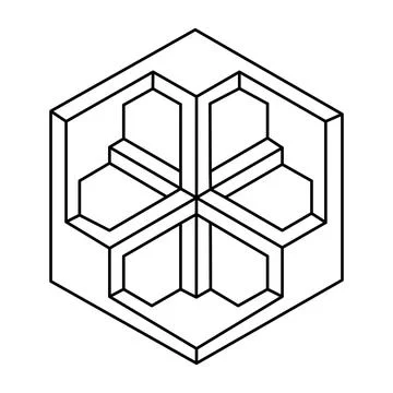 Optical illusion object, unreal geometric vector. Impossible figure. Stock Illustration