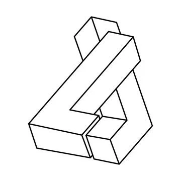 Optical illusion object, unreal geometric figure vector. Impossible shape. Stock Illustration