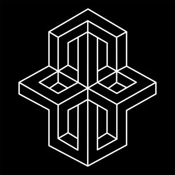 Optical illusion object, unreal geometric figures vector. Impossible shape Stock Illustration