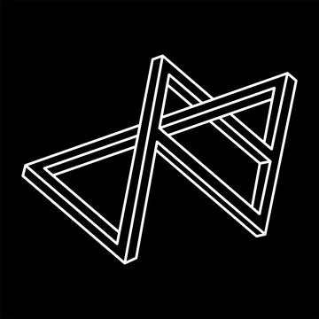 Optical illusion objects, impossible figures, white lines on a black background 스톡 일러스트