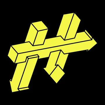 Optical illusion objects. Impossible shape. Arrows isolated on a black Stock Illustration