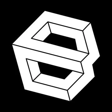 Optical illusion objects. Line design. Impossible shapes. Optical art. Escher Illustrazione stock