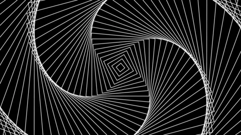 Optical illusion pattern animation displays swirling white square outlines... Stock Footage 340999630