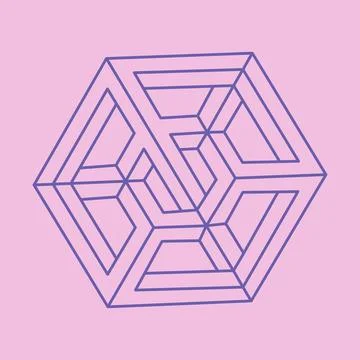 Optical illusion pattern. Paradox. Impossible shape vector. Optical art object. 库存插图