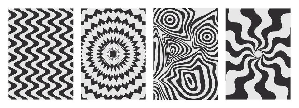 Optical illusion patterns set Illustrazione stock
