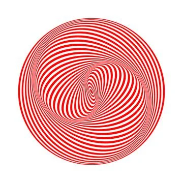 Optical illusion red distorted lines circle vector Stock Illustration