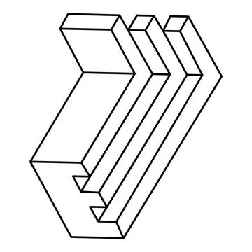 Optical illusion shape, geometric figure, impossible object. Op art. Stock Illustration