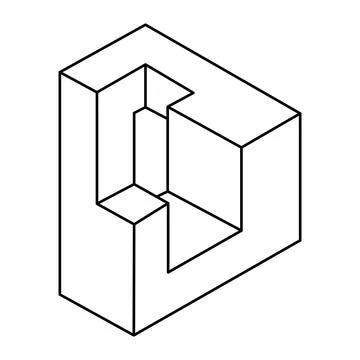 Optical illusion shape, geometric figure, impossible object. Op art. Stock Illustration