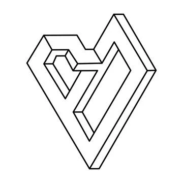 Optical illusion shape, geometric figures, impossible object. Optical art. Stock Illustration