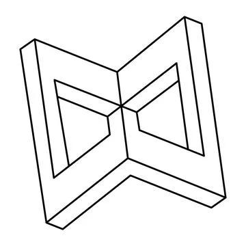 Optical illusion shape, impossible figure, black lines on a white background Stock Illustration