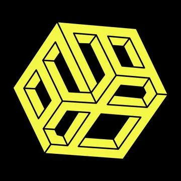 Optical illusion shape. Impossible hexagon. Line design. Escher paradox. Optical Stock Illustration