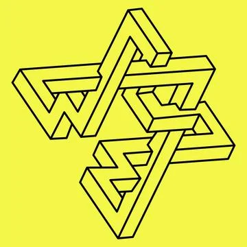 Optical illusion shape. Impossible object. Optical art figure. Line art. Sacred Stock Illustration