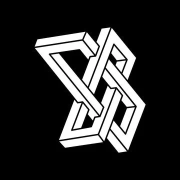 Optical illusion shape. Impossible object. Optical art figure. Line art. Escher Stock Illustration