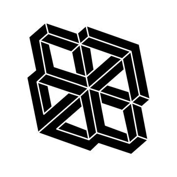Optical illusion shape. Impossible object. Optical art figure. Unreal geometry. Stock Illustration