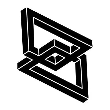 Optical illusion shape. Impossible object. Optical art figure. Sacred geometry. Stock Illustration