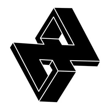 Optical illusion shape. Impossible object. Optical art. Unreal geometric figure Illustrazione stock