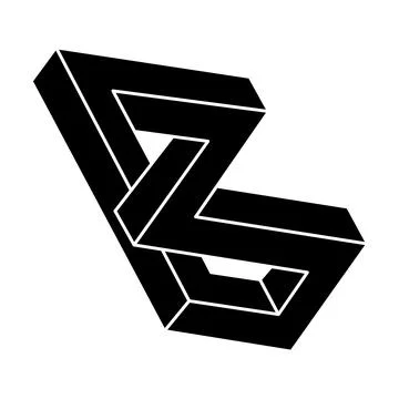 Optical illusion shape. Impossible object. Unreal geometry. Optical art figure. Stock Illustration