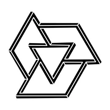 Optical illusion shape. Impossible object. Optical art figure. Sacred geometry. Stock Illustration