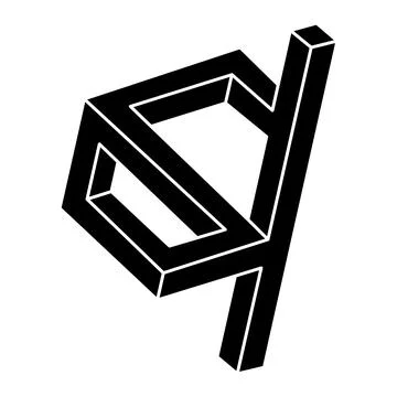 Optical illusion shape. Impossible object. Optical art figure. Unreal geometry. Stock Illustration