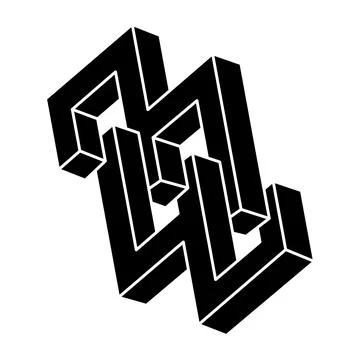 Optical illusion shape. Impossible object. Optical art figure. Geometry. Stock Illustration