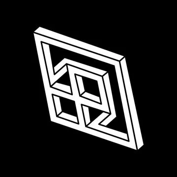 Optical illusion shape. Impossible objects. Optical art figures. Line art 스톡 일러스트