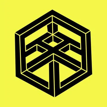 Optical illusion shape. Optical art object. Impossible figure. Line art. Illustrazione stock