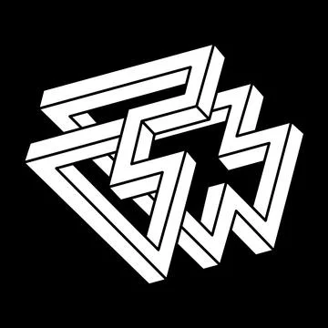 Optical illusion shape. Optical art object. Impossible figures. Line art. Stock Illustration