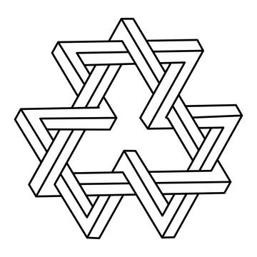 Optical illusion shape, unreal geometric object vector. Impossible figures. Stock Illustration