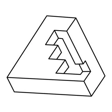 Optical illusion shape, unreal geometric object vector. Impossible figure. Illustrazione stock