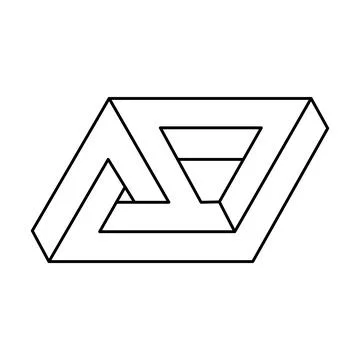 Optical illusion shape, unreal geometric object. Impossible figure. Stock Illustration