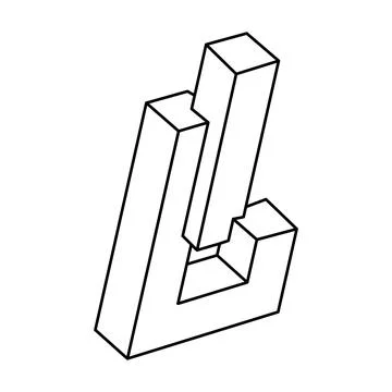Optical illusion shape, unreal geometric object vector. Impossible figure. Illustrazione stock