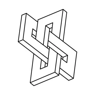 Optical illusion shape, unreal geometric object. Impossible figure. Stock Illustration