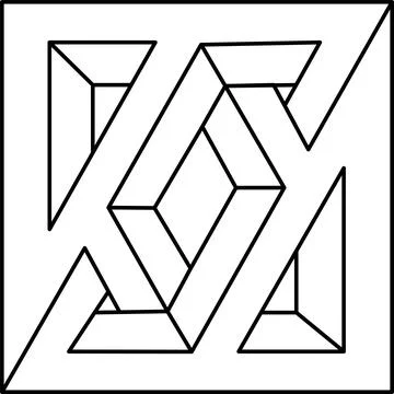 Optical illusion shape, unreal geometric object. Impossible figure. Illustrazione stock