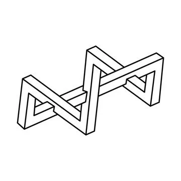 Optical illusion shape, unreal geometric object. Impossible figure. Op art. Stock Illustration