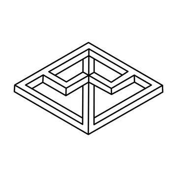 Optical illusion shape, unreal geometric object. Impossible figure. Stock Illustration