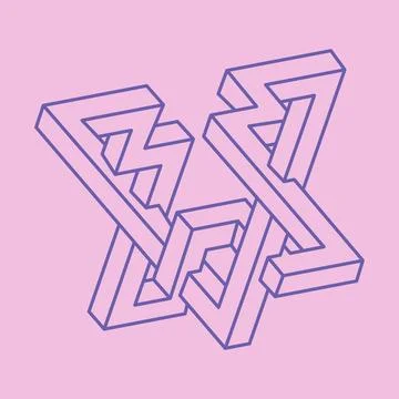 Optical illusion shape, unreal geometric object vector. Logo. Impossible figure. Illustrazione stock