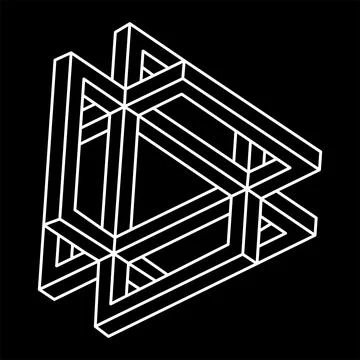 Optical illusion shape. Unreal geometry. Impossible object. Optical art figure. Stock Illustration