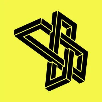 Optical illusion shapes. Geometry. Impossible object. Optical art figure. Line Stock Illustration