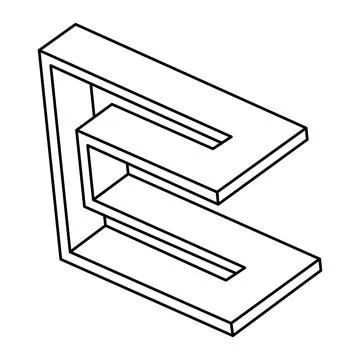 Optical illusion shapes. Impossible objects. Optical art figures. Stock Illustration