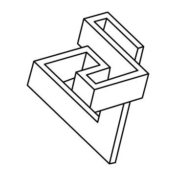 Optical illusion shapes. Impossible objects. Op art figures. Line art. Stock Illustration