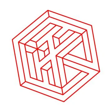Optical illusion shapes. Impossible objects. Optical art figures. Line art イラスト素材