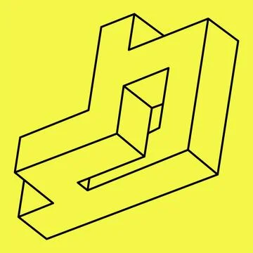 Optical illusion shapes. Impossible objects. Optical art figures. Line art Stock Illustration