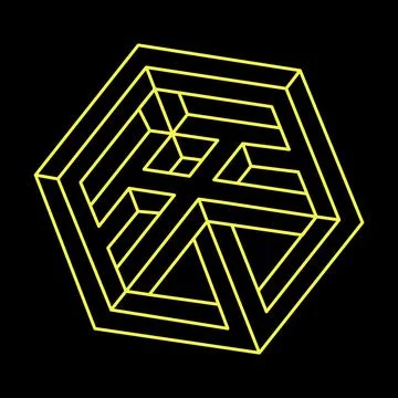 Optical illusion shapes. Impossible objects. Optical art figures. Line art Stock Illustration