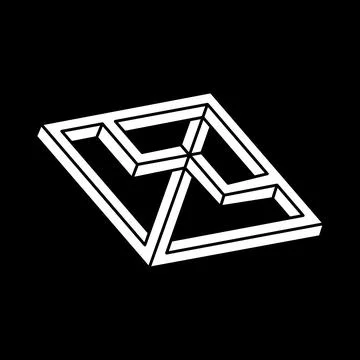 Optical illusion shapes. Optical art. Impossible figures. Line art. Unreal Stock Illustration