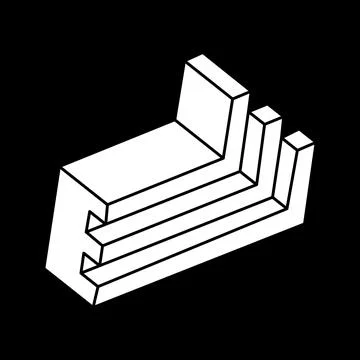 Optical illusion shapes. Optical art object. Impossible figure. Escher style Stock-Illustration