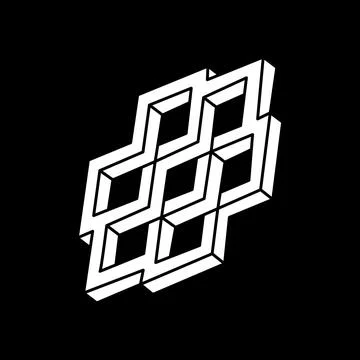 Optical illusion shapes. Optical art object. Impossible figures. Geometry. Stock Illustration