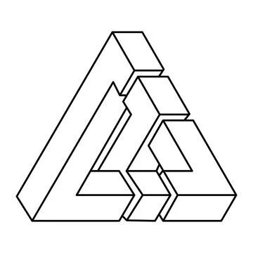 Optical illusion shapes, triangle, geometric element, vector illustration. Stock Illustration