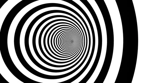 Optical illusion target tunnel retro spiral hypnosis circle circles time loop Stock Footage